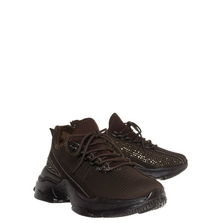 

Rhinestone Studded Knit Nylon Stretch Sneaker