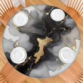 thumbnail image 2 of Black Gray Gold Marble Pattern Round Fitted Tablecloth with Elastic Edge,Dining Table Cover Waterproof,Outdoor Round Tablecloth for Camping,Dining,Indoor and Outdoor, 2 of 7