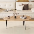 thumbnail image 4 of Costway Oval Coffee Table with Sturdy Metal Construction & Compact Design, Retro Sofa Table Natural, 4 of 10