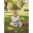 thumbnail image 3 of BemeyourBBs Newborn Baby Girl Duck Outfit Summer Clothes Infant Plaid Bubble Romper 0 3 6 12 18 Months Cute Duck Embroidery Fly Sleeve Ruffled Bodysuit Jumpsuit Playsuit, 3 of 9