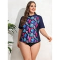 thumbnail image 5 of Sociala Women Plus Size Rash Guard Short Sleeve Swim Shirt Rashguard Swimwear Top, 5 of 7