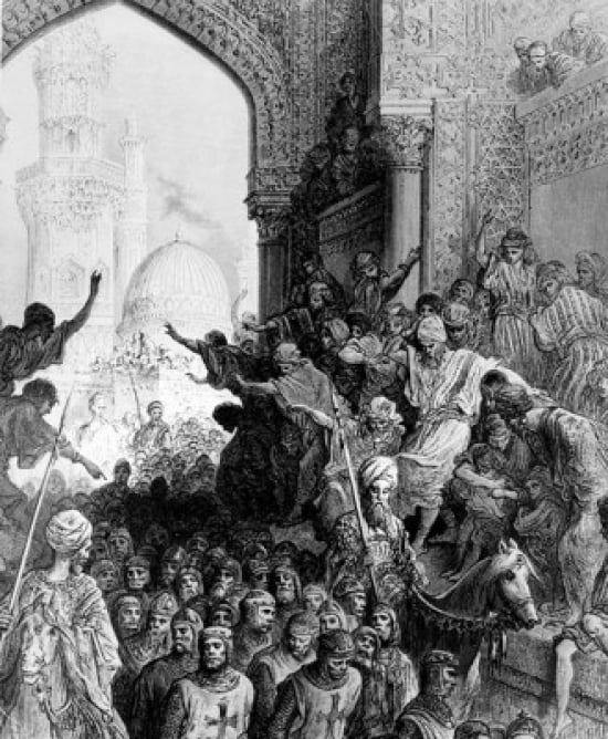 Arrival of Captured Crusaders at Cairo 1250 by unknown artist engraving ...