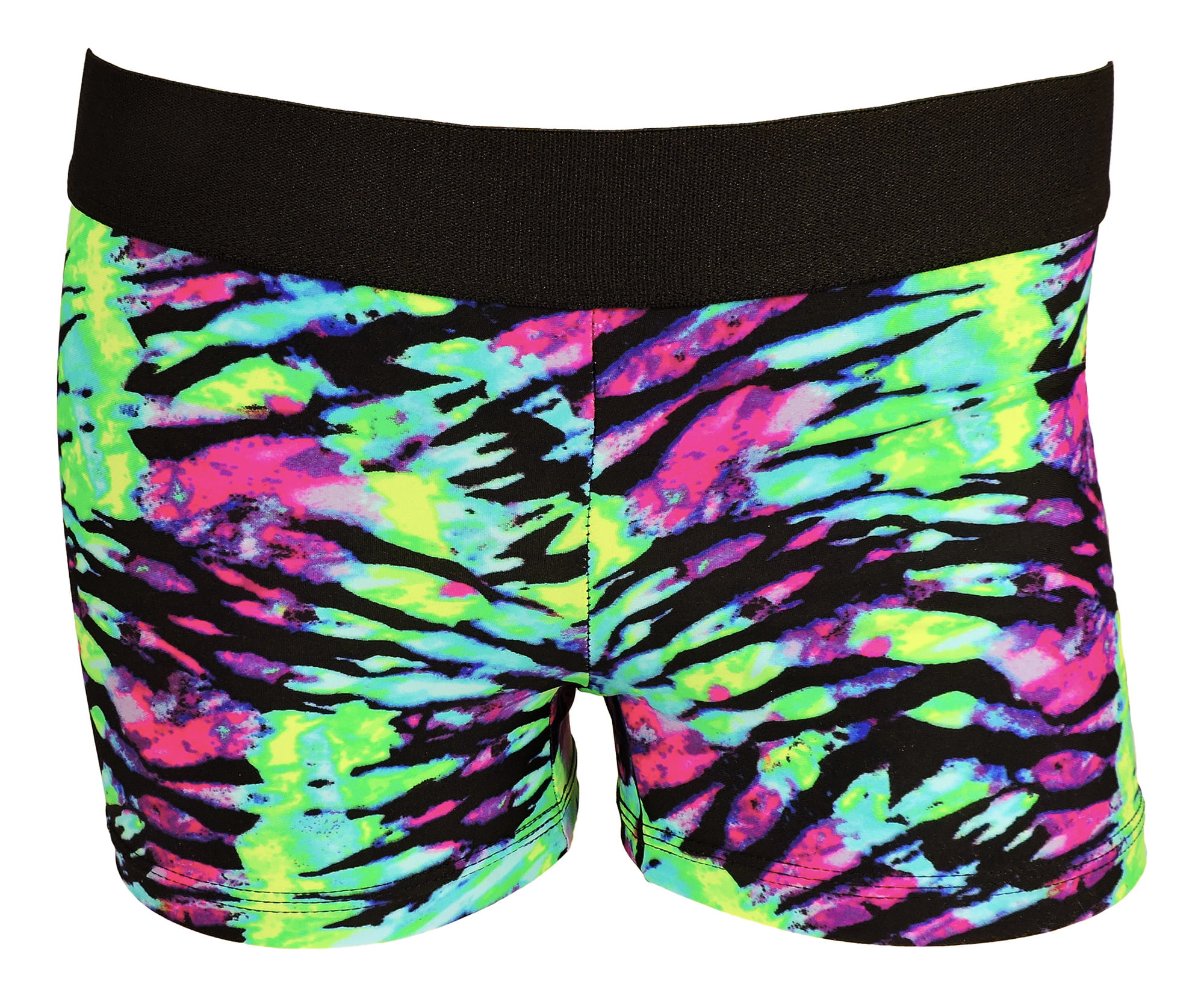 VOLLEYBALL EXERCISE COMPRESSION SHORTS NEON TIE DYE PATTERN WOMENS SIZES NWOT 