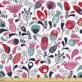 thumbnail image 1 of Tulip Sofa Upholstery Fabric by the Yard, Floral Background with Linked Swirling Tulip and Branches Fresh Ornate, Decorative Fabric for DIY and Home Accents, Pink Teal Red by Ambesonne, 1 of 5