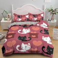 thumbnail image 1 of Cat Duvet Cover Set Digital Different Color Cartoon Cute Cat Bedding Set Bedclothes Double Queen King Size Polyester Qulit Cover, 1 of 7