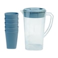 thumbnail image 2 of Gumesh 74oz Large Capacity Cold Drink Jug Set – Transparent Glass Pitcher with 5 Water Cups for Iced Coffee, Cold Brew, Juice, Tea, Home Beverage Dispenser with Lid, BPA-Free (Blue), 2 of 8