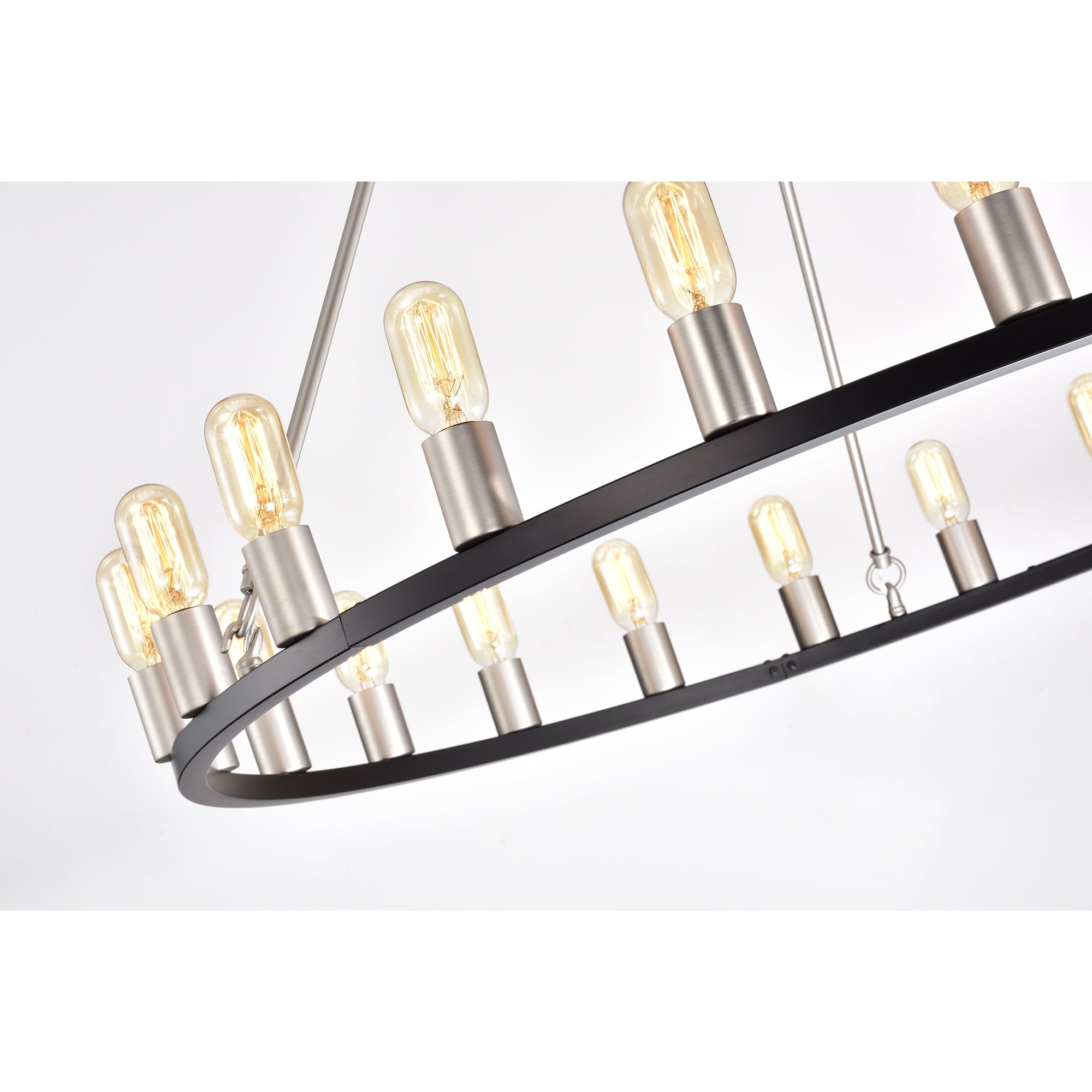 Warehouse of Tiffany Liam Matte Black Nickel 48-inch Round Wagon Wheel 24 Light Chandelier
