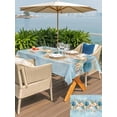 thumbnail image 4 of Outdoor Tablecloth with Umbrella Hole and Zipper, Beach Coastal Blue Rectangle Table Cloth 60x102 Inch Waterproof Tablecloth, Nautical Shell Starfish Coral Summer Picnic Table Cover for Patio Camping, 4 of 7