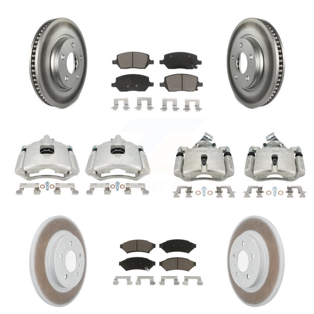 Transit Auto Front Rear Disc Brake Caliper Coated Rotors and Ceramic Pads Kit (10Pc) for Car 2005 Chevrolet Uplander Buick Terraza Saturn Relay FWD KCG-101001C