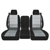 Fits 2004-2008 Ford F-150 Velour Seat Covers 40/20/40 Bench Opening Conso Int Seat Belts:Blk Silver