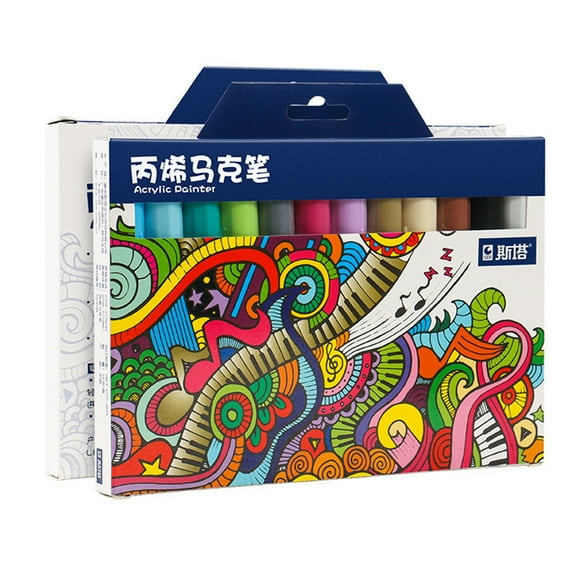 12 Colors Acrylic Paint Metallic Markers Set Water-Based Art Marker