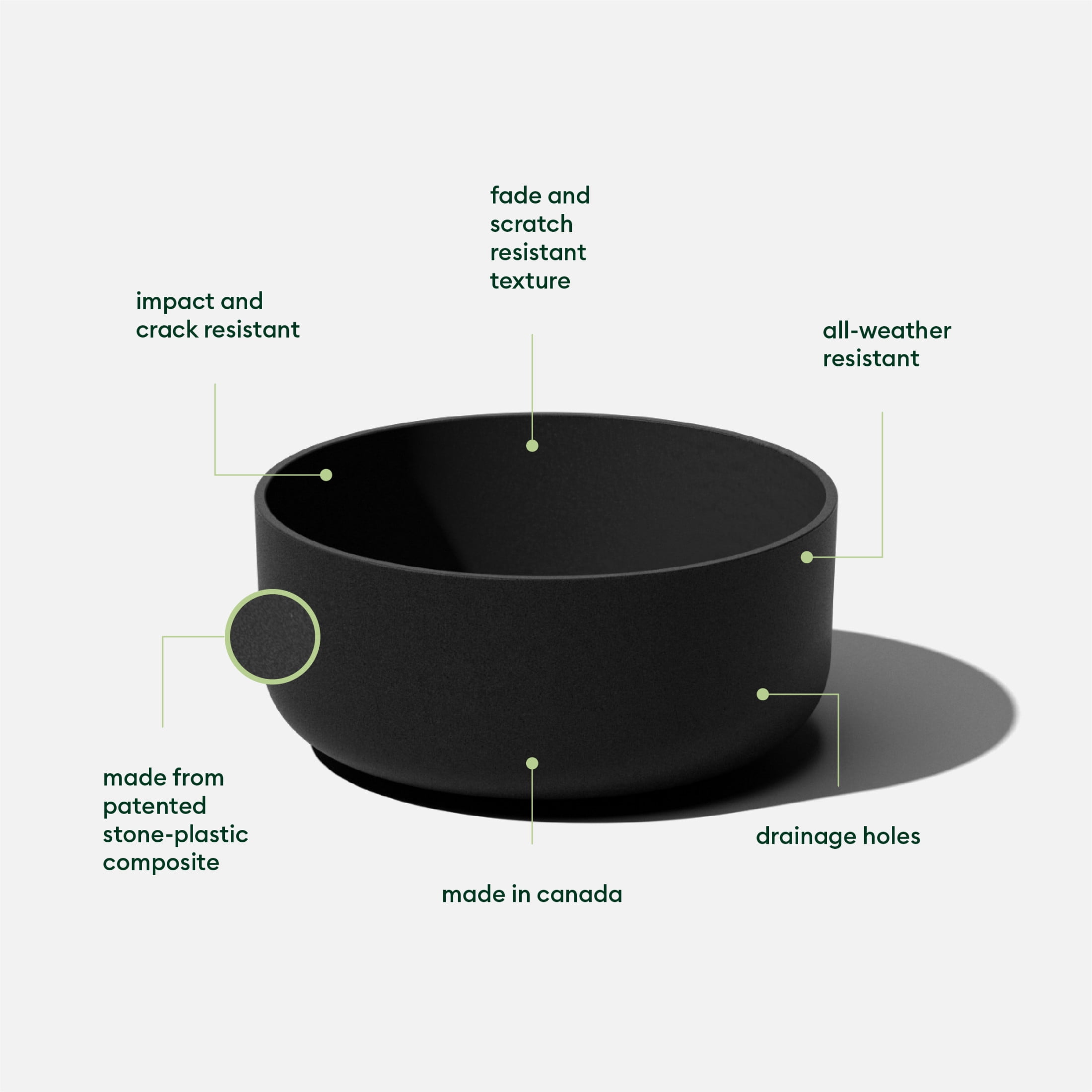 Veradek Mason Series Kona Bowl 14" Plastic-Stone Planter 2-Pack Black