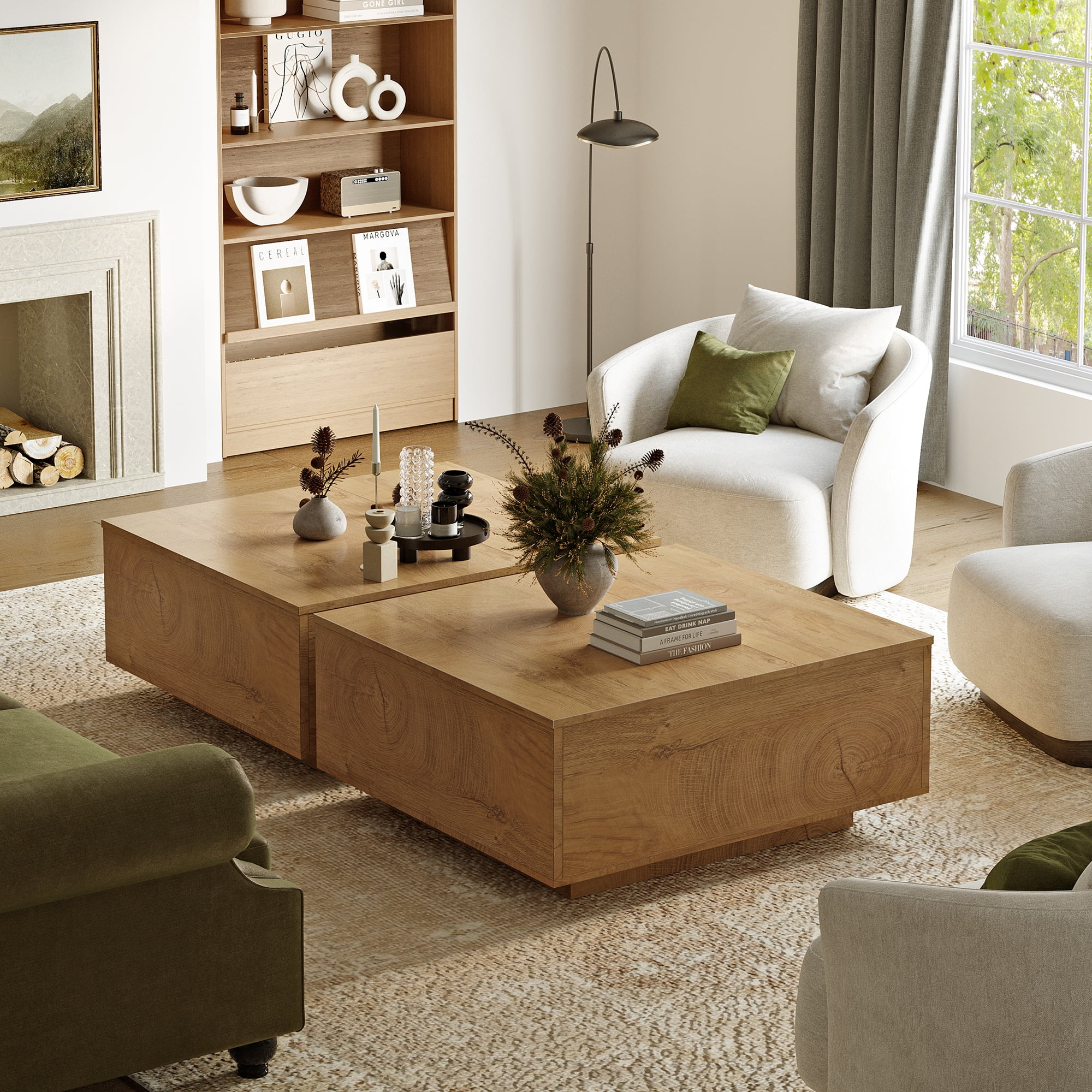 GUNAITO Lift Top Coffee Table with Storage, Square coffee table