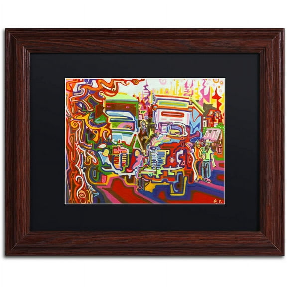 Trademark Fine Art "Trucks" Canvas Art by Josh Byer, Black Matte, Wood Frame