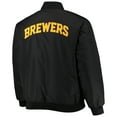 thumbnail image 3 of Men's White/Black Milwaukee Brewers Reversible Satin Full-Zip Jacket, 3 of 6
