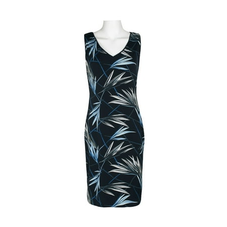 Catherine Malandrino V-Neck Sleevless Reversible Jersey Dress-BLACK BLUE / L