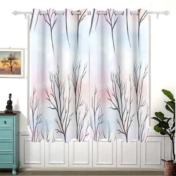 Tree Branches Pastel Pattern Thermal Blackout Curtains 63x55 Inch 2 Panels Grommet Window Drapes for Bedroom Living Room