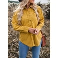 thumbnail image 3 of Asyoly Womens Corduroy Button Down Shirts Jacket Boyfriend Long Sleeve Solid Color Shacket Jacket Oversized Coats Casual Loose Tops with Pocket, 3 of 8