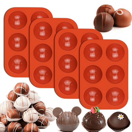 

4 Pack Silicone Molds for Chocolate - 6 Semi Sphere Hot Cocoa Bomb Mold for Baking Hot Chocolate Bombs Half Round Jello