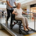 thumbnail image 3 of Safe Foldable Transport Wheelchair for Adults Seniors, Carbon Steel Frame with Automatic Handbrake, Adjustable Safety Belt, 17.7" Wide Seat & Pull Bar for Easy Transport, 3 of 9