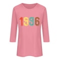 thumbnail image 4 of Crew Neck 3/4 Sleeve Tees For Women Casual Loose Stylish Vintage Pullover Tops 1996 Graphic Print T Shirts (XL, Pink), 4 of 4