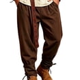 thumbnail image 4 of LEKWK Renaissance Costume Men Medieval Costume Lace-Up V-Neck Pirate Shirt Pants with Vintage Belt and Arm Guards for Halloween Cosplay, 4 of 5