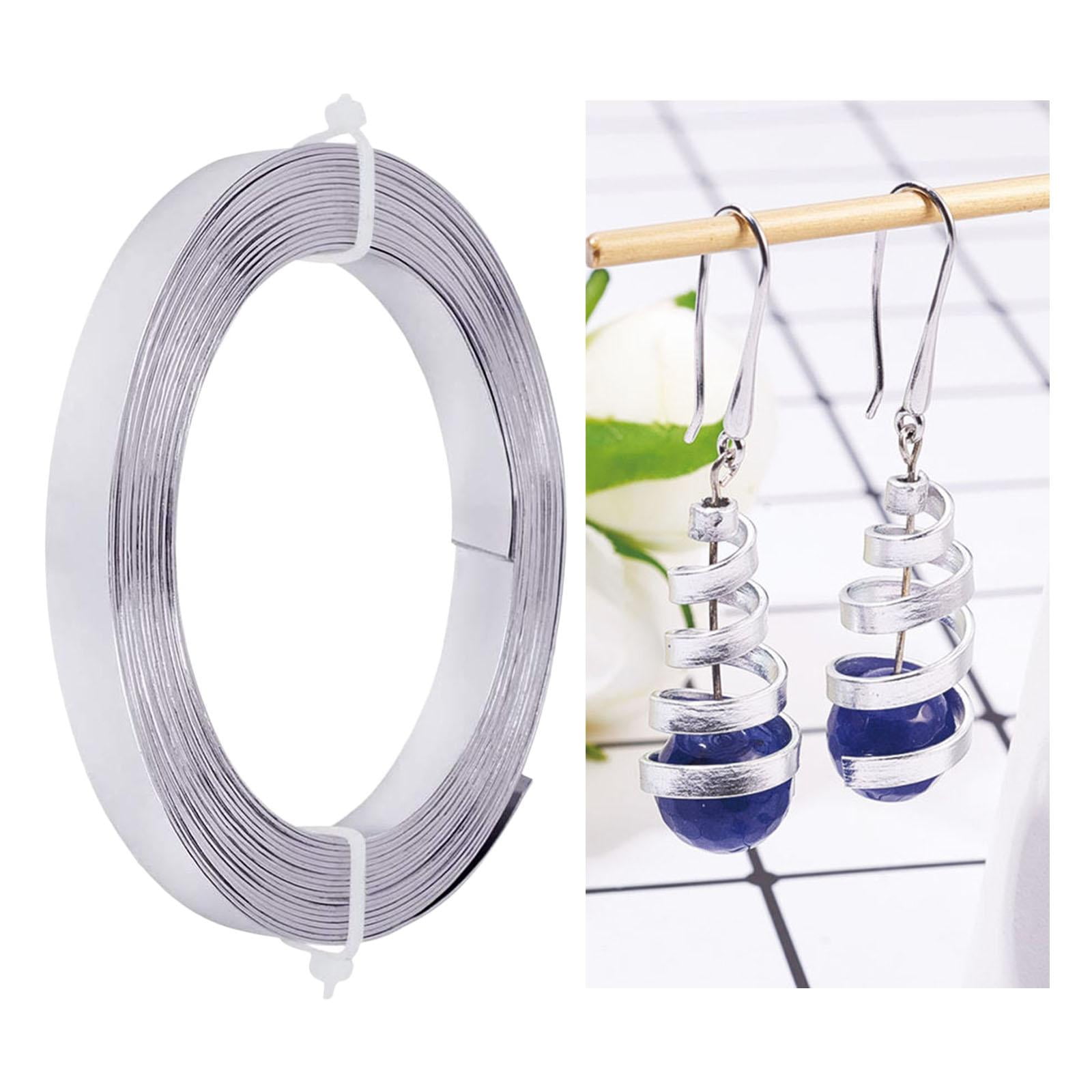 GUOOL 2x Aluminum Flat Wire, Flexible Bendable Craft 5mm 18 Wide Metal Wire Soft DIY Beading Wire for Jewelry Making Supplies Crafting