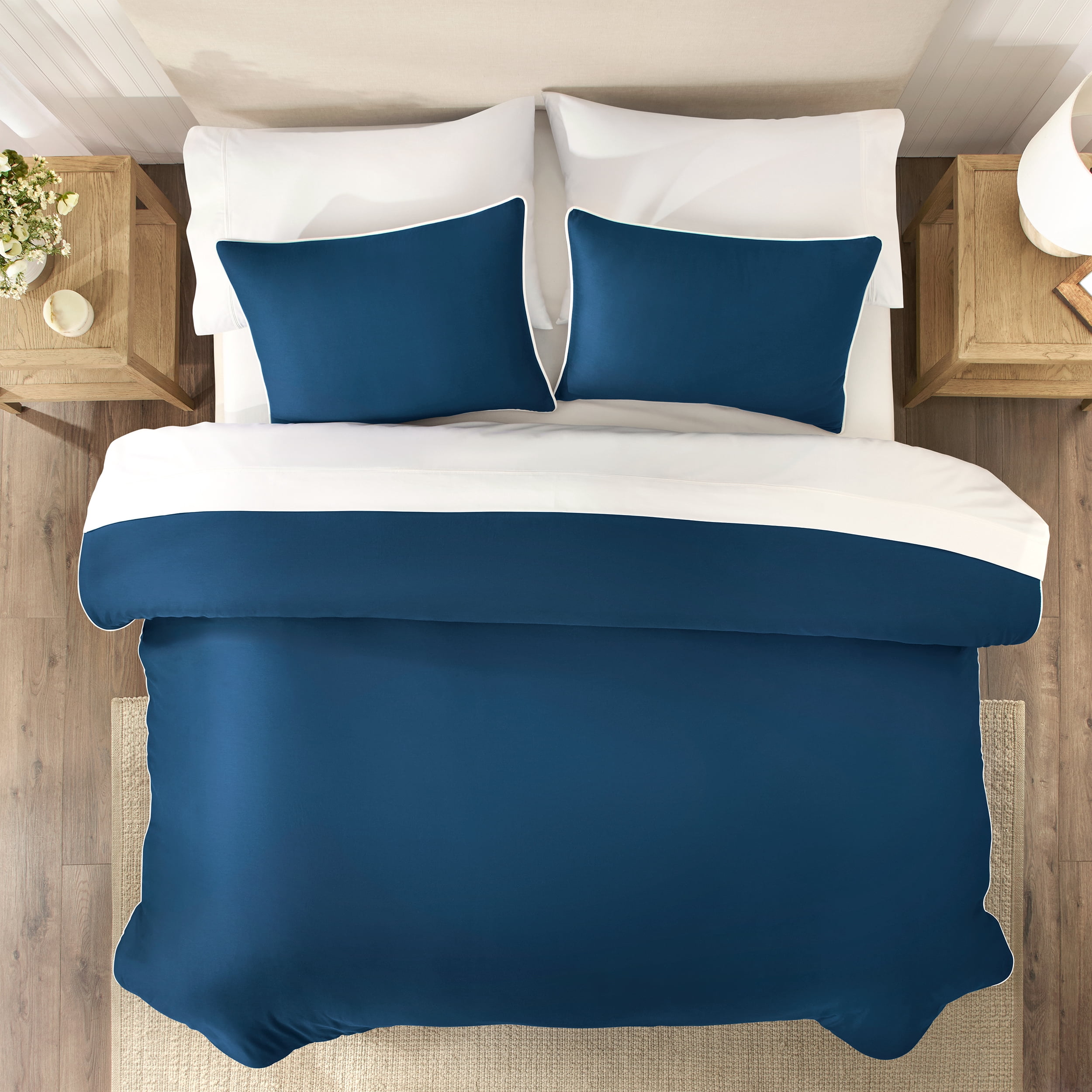 Wamsutta 1846 Cotton Tencel 3-Piece Titan Blue Solid Comforter Set, King