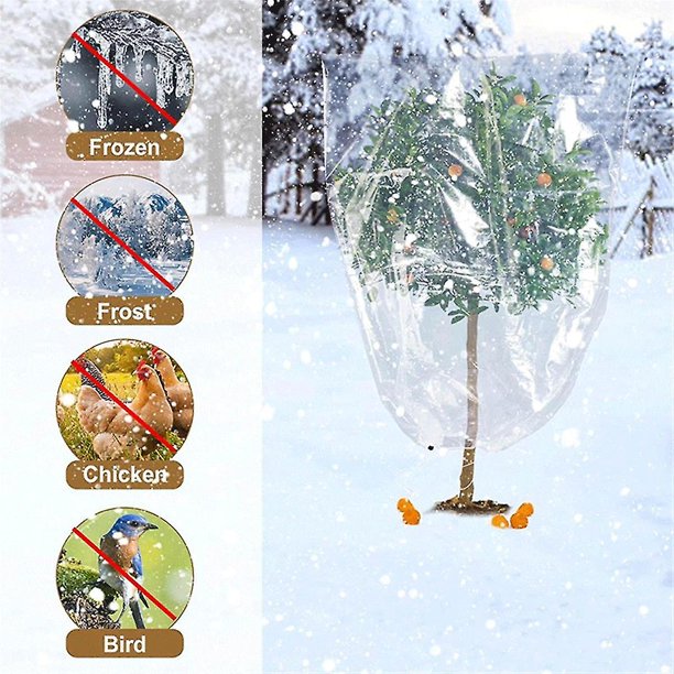 Paquete de 2 fundas protectoras para plantas de invierno contra el congelamiento, bolsa protectora reutilizable para plantas con cordón, funda protectora para plantas de invierno