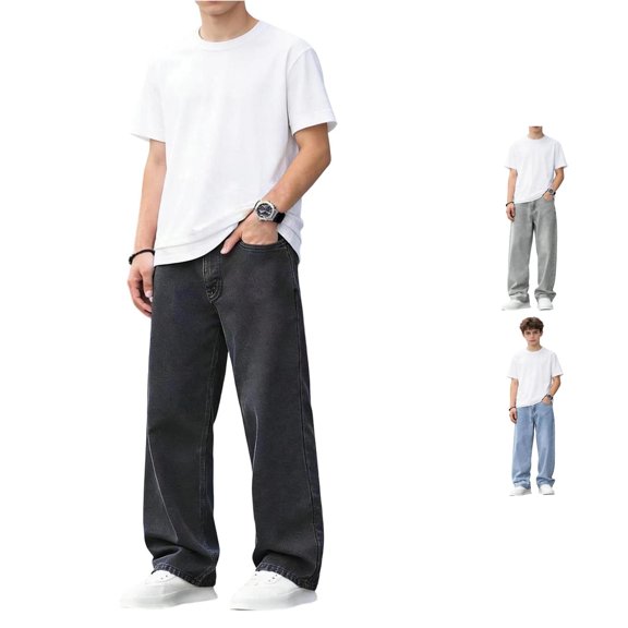 WhouRiu Boys Solid Color Denim Pants Back To School Elastic Waist Loose Casual Trousers Kids Comfortable Fashion Jeans With Pockets,11-12 Years
