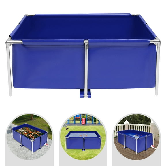 Blue Cuboid Canvas Fish Pond Aquarium Fish Water Tank Coating Koi Breeding Pond