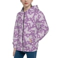 thumbnail image 2 of Pofeuu Purple Butterflies Floral Print Teenage Zipper Hoodie Sweatshirts Hooded Casual Jackets With Pocket For Boys Girls-Medium, 2 of 6