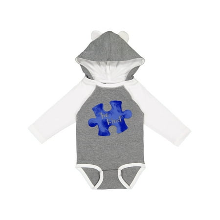 

Inktastic Autism Awareness Be Kind Dark Blue Puzzle Piece Gift Baby Boy or Baby Girl Long Sleeve Bodysuit