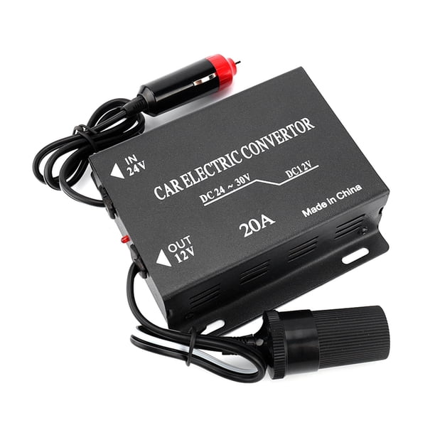 Convertidor de fuente de alimentación para automóvil de 20 A, transformador reductor de 24 V a 12 V, tipo encendedor de cigarrillos.