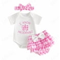 thumbnail image 2 of Linfrsh Newborn Infant Baby Girl Clothes Romper Shorts Set Suspender Summer Outfits Cute Baby Clothes Girl(Pink,0-3 Months), 2 of 6