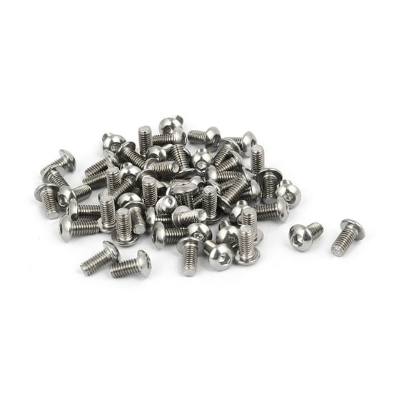 M3 x 6mm 304 Stainless Steel Hex Socket Button Head Cap Screws Bolts 60PCS