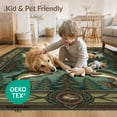 thumbnail image 4 of ODIKA 4'x6' Washable Area Rug Vintage Outdoorsman Border Theme Trout Lure Cabin Fishing Fish Refined for Bedroom, Reading Nook, Pet Friendly & Non-Shedding, 4 of 7