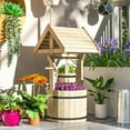 thumbnail image 5 of Topcobe Wood Wishing Well for Outside with Hanging Bucket, Wishing Well Planter with Drain Hole for Garden Patio, Natural, Planters for Outdoor Plants, Raised Beds for Gardening, 5 of 11
