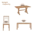 thumbnail image 5 of EUROCO Dining Room Table Set for 6,Dining Table Set with Trestle Legs,4 Upholstered Dining Chairs and Bench,Rectangle Dining Table for Small Apartment Saving Space,Natural, 5 of 7