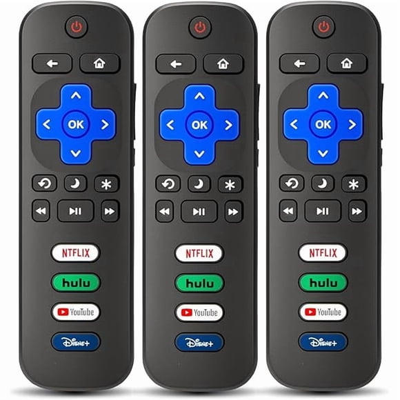 xixishop Lot de 3 Télécommandes de Remplacement pour Téléviseur Roku, Compatibles avec les Téléviseurs Roku TCL/Onn/Hisense, Aucune Installation Requise, Garantie de 1 An