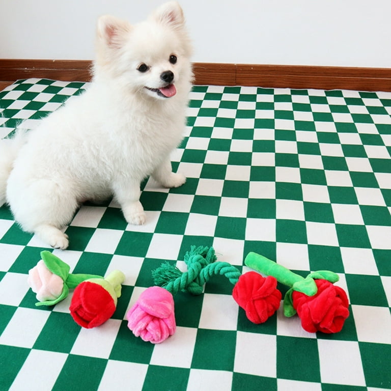 RABBITH Stuffed Dog Toy Squeak Plush Rose Flower Dog Toy Interactive Soft Chew Toy RABBITH Stuffed Dog Toy Squeak Plush Rose Flower Dog Toy Interactive Soft Chew Toy