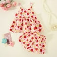 thumbnail image 4 of Baby Girl Outfits Summer Sleeveless Bowknot Strawberry Prints Tops Shorts Two Piece Set Kids Clothing Sets for Girl Size 6-12 Months, 4 of 4