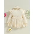thumbnail image 5 of Nygoyerh Newborn Girls Outfit Long Sleeve Mesh Dress Romper + Headband 2PCS Set Fall Cute Infant Clothing for 3M 6M 12M 18M, 5 of 7
