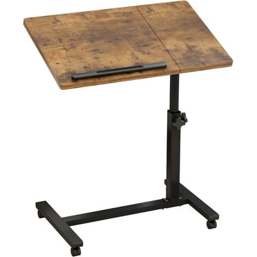 JCZCXZCU  Overbed Table with Wheels, Adjustable Rolling Laptop Desk,Tray Table（Brown）