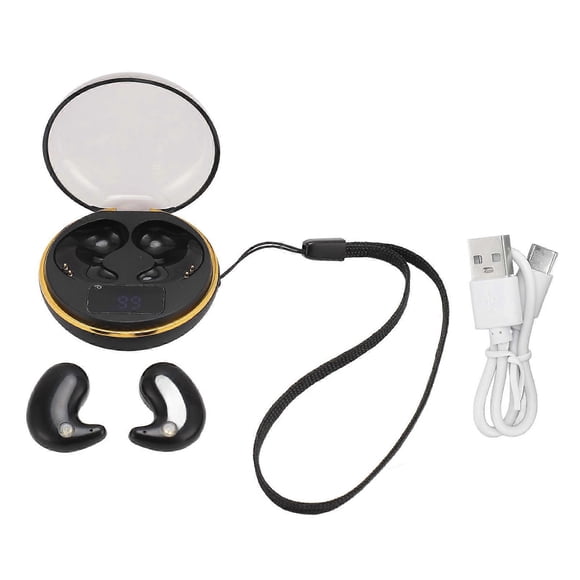 Bluetooth Sleep Earbuds BT5.3 Touch Control Invisible Earbuds Wireless Bluetooth Earphone with Digital Display Charging Case Black