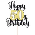 thumbnail image 3 of Decoración para tartas Dxsdgetue con purpurina para cumpleaños número 50, color negro y dorado, 3 of 8