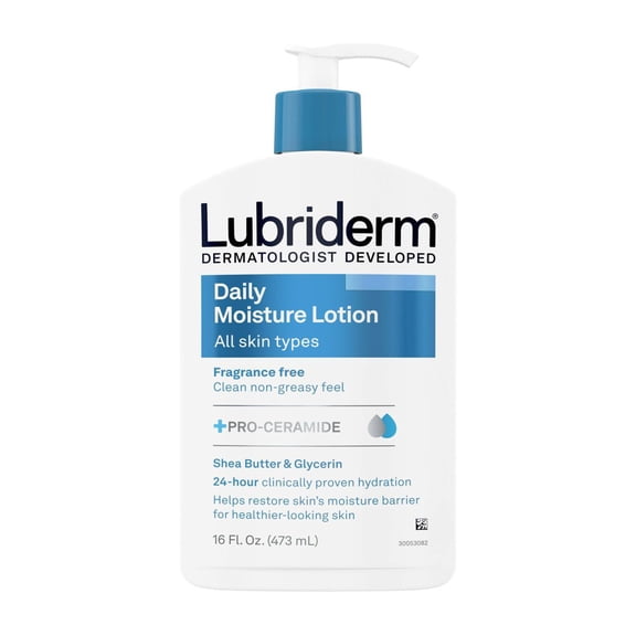 Lubriderm Daily Moisture Lotion For Normal To Dry Skin, Fragrance Free - 16 Oz