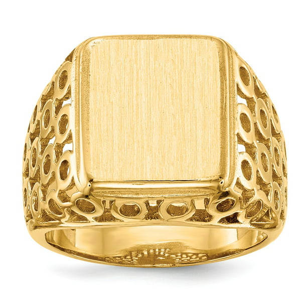 AA Jewels - Solid 14k Yellow Gold Big Heavy Men's Engravable Signet ...