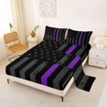 thumbnail image 2 of Manfei Usa Flag Bed Sheets,Black Gray Purple Full Size Sheets,4-Piece,1 Flat Sheet, 1 Fitted Sheet and 2 Pillowcases, 2 of 6