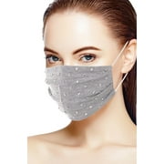 3d Shiny Silver Metal Studs Cotton Fashion Face Mask Heather Grey